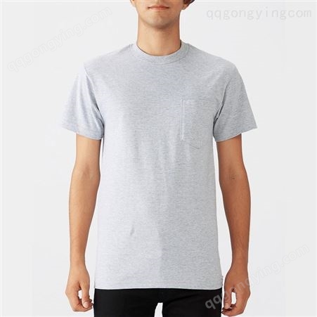 210g成人圆领口袋T恤男式纯白打底衫制运动装定diy团体服班服