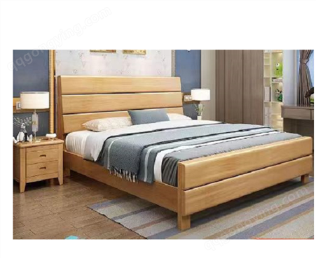 新中式实木床1.8米大床1.5双人床简约经济型现代家具主卧室储物