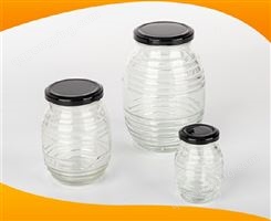 蜂蜜螺纹瓶蜜蜂 装1斤2斤蜂蜜瓶 玻璃瓶密封罐酱菜瓶含盖