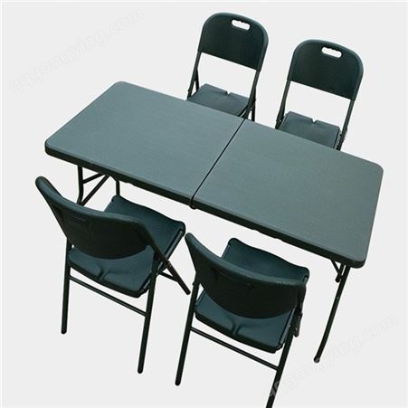 军绿色滚塑折叠桌椅 折叠会议多功能指挥桌 训练出勤指挥折叠桌
