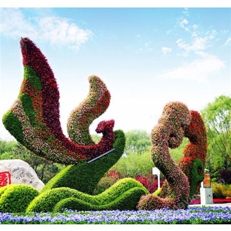 大型五色草孔雀造型 雕塑绿雕 仿真动物造型 轩昂园艺