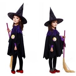 万圣节儿童演出服女童女巫披风cosplay巫婆派对表演舞蹈服定制店