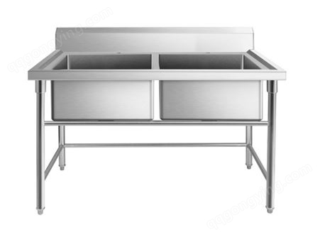 双星水池台柜 不锈钢 连平台柜 带支架洗碗手盆 食堂家用