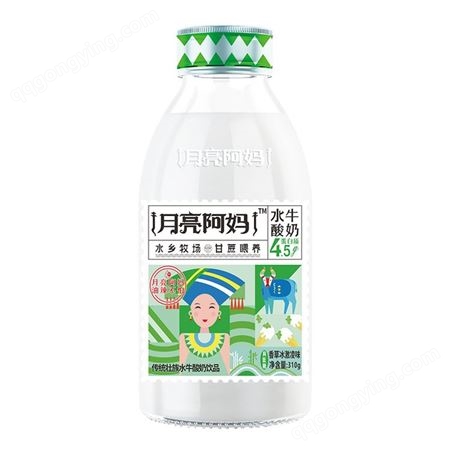 月亮阿妈水牛酸奶饮品荔枝味瓶装招商代理310g空间利润大