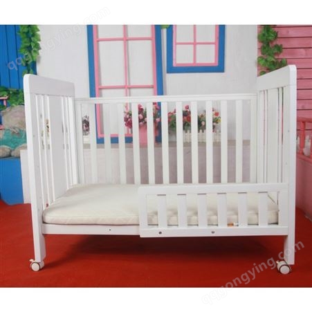 波比木业 定制实木带护栏婴儿床 可移动多功能儿童床拼接大床