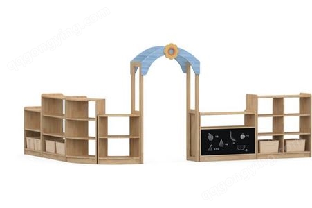 南宁生产幼教家具 儿童木质区角组合柜 笑脸背靠课桌椅配套设备
