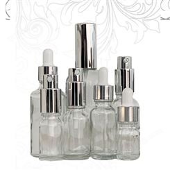 透明精油银色喷雾瓶  滴管瓶 按压玻璃化妆品分装空瓶  精油乳液旅行瓶