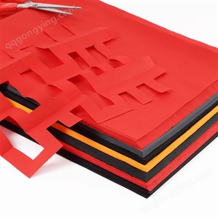 红宣纸剪纸专用纸双面红宣纸加厚大红色A3A4纸彩色生宣手工儿童裁