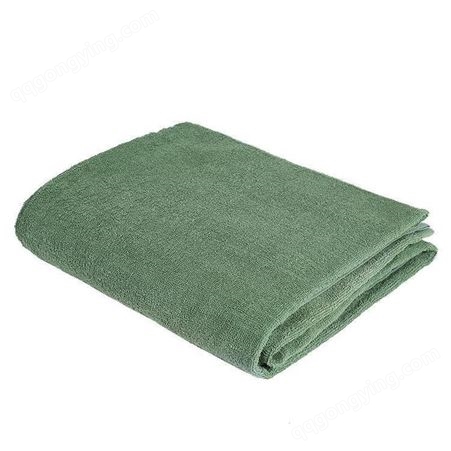 夏季单人军绿色全棉毛巾被宽150*200CM防寒保暖救灾毛巾毯纯色应