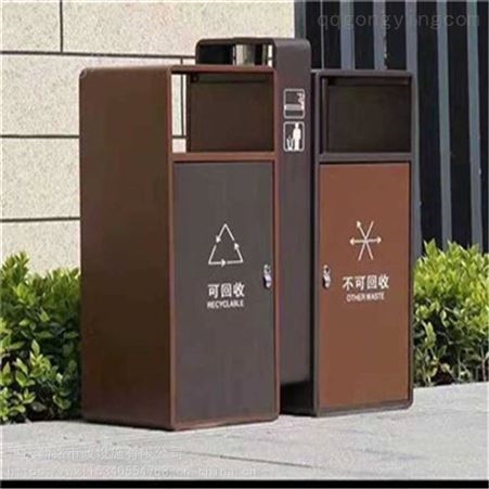 重庆户外垃圾桶不锈钢环卫分类室外小区大号钢木双果皮箱垃圾筒垃圾箱