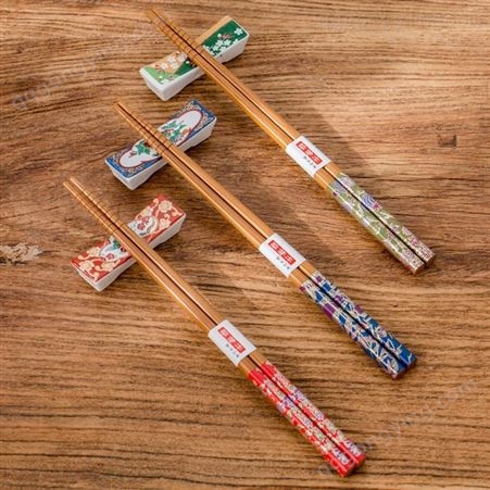 美浓烧 日本进口尖头筷子家用实木5双 日式和风寿司木质防滑筷